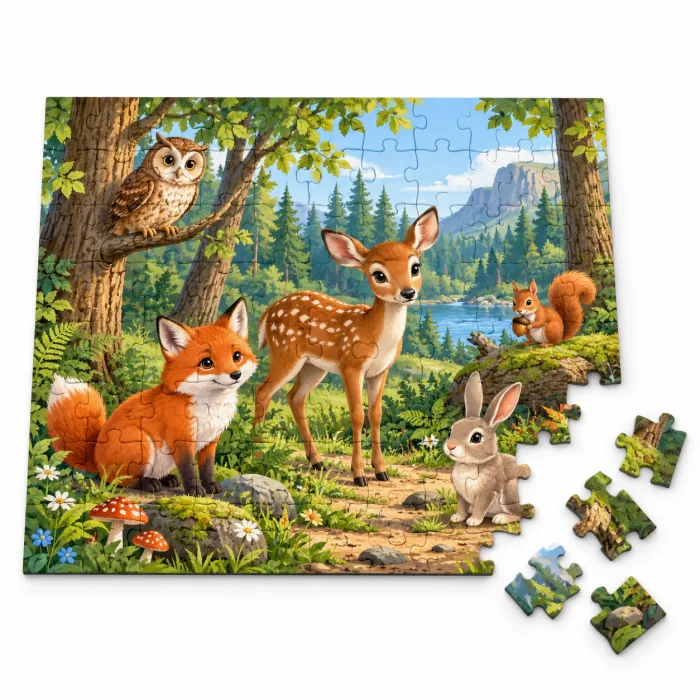 PuzzleLand dėlionė „Miško gyvūnai“, 100 detalių